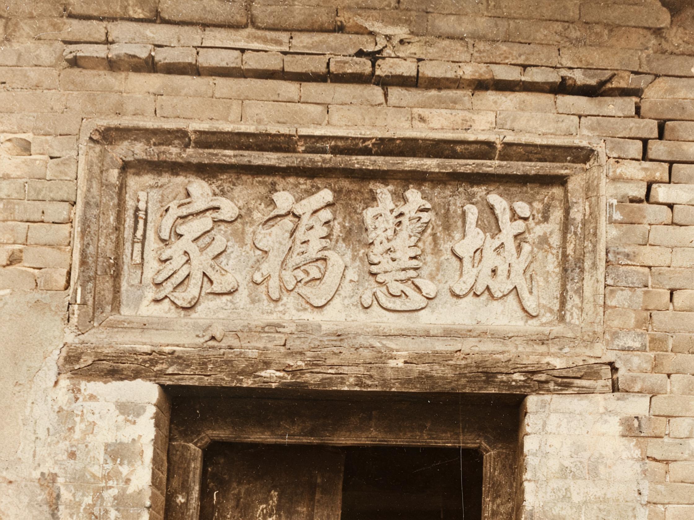 门楼 · 砖雕匾额特写（1950 年代）