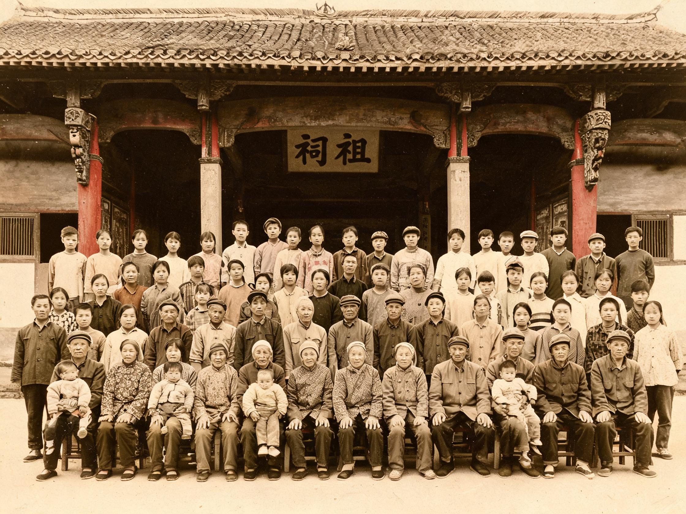 家族合影 · 老三房后裔（1990 年代）
