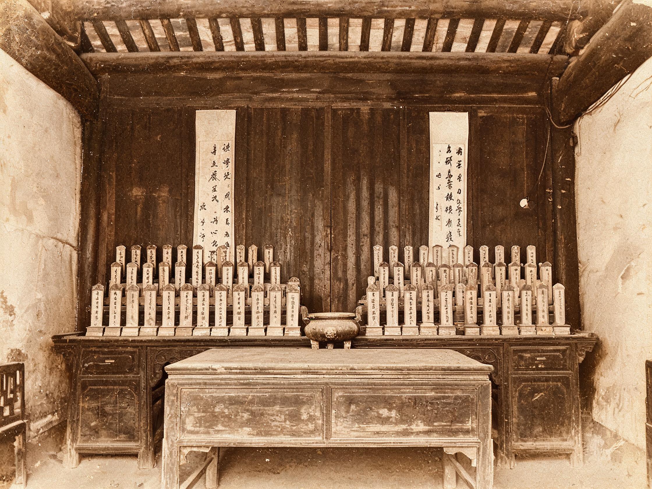 祖屋堂屋 · 神龛与供桌（1960 年代）